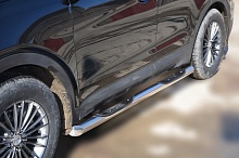 Пороги труба с проступью d76 мм для Hyundai Santa Fe III Рестайлинг