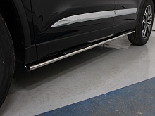 Пороги овальные с накладкой 75х42 мм для Chery Tiggo 8 I