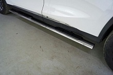 Пороги овальные с накладкой 75х42 мм для Geely Coolray I