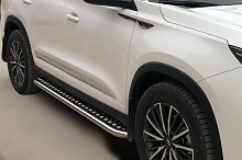 Пороги с накладным листом d53 мм для Chery Tiggo 8 Pro Max I Рестайлинг