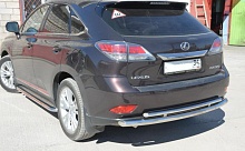 Защита заднего бампера двойная d60/42 мм для Lexus RX III Рестайлинг
