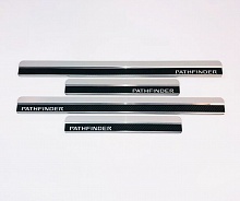 Накладки на пороги нержавеющая сталь под карбон 4шт. для Nissan Pathfinder III Рестайлинг