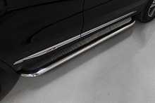 Пороги с площадкой (нерж. лист) 75х42 мм для Changan CS75 I Рестайлинг