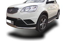 Защита переднего бампера двойная d60/42 мм для SsangYong Actyon II