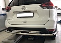 Защита заднего бампера двойная угловая большая d60/42 мм для Nissan X-Trail III Рестайлинг