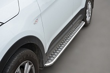 Пороги с накладным листом d42 мм для Hyundai Creta I