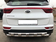 Защита заднего бампера двойная с перемычками d60/42 мм для Kia Sportage III Рестайлинг