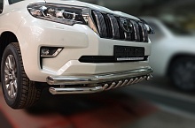 Защита переднего бампера тройная с защитой зубья d76/60/42 мм для Toyota Land Cruiser Prado 150 Series Рестайлинг 2