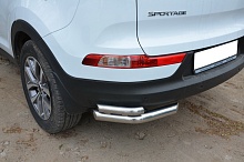 Защита заднего бампера угловая двойная d60/42 мм для Kia Sportage IV Рестайлинг