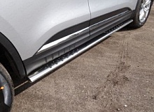 Пороги овальные с проступью 75х42 мм для Renault Koleos II Рестайлинг (рынок Европы)