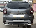 Защита заднего бампера двойная под фаркоп d60/42 мм для Renault Duster II