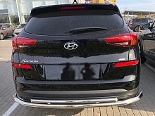 Защита заднего бампера двойная с двумя подгибами d60/42 мм для Hyundai Tucson III Рестайлинг