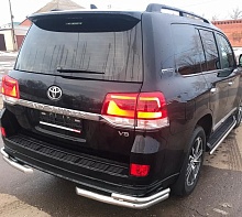 Защита заднего бампера угловая двойная d60/42 мм для Toyota Land Cruiser 200 Series Рестайлинг 2