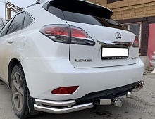 Защита заднего бампера двойная угловая d60/42 мм для Lexus RX III Рестайлинг
