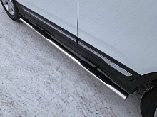 Пороги овальные с накладкой 75х42 мм для Chery Tiggo 5 I