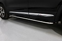 Пороги овальные гнутые с накладкой 75х42 мм для Changan CS75 I Рестайлинг