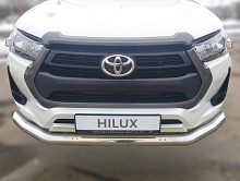 Защита переднего бампера d76 мм для Toyota Hilux VIII Рестайлинг