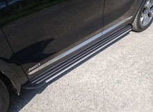 Пороги алюминиевые "Slim Line Silver" 1820 мм для Kia Sorento III Prime Рестайлинг