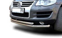 Защита переднего бампера двойная d60/60 мм для Volkswagen Touareg I Рестайлинг