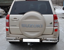 Защита заднего бампера угловая двойная d60/42 мм для Suzuki Grand Vitara III Рестайлинг 2