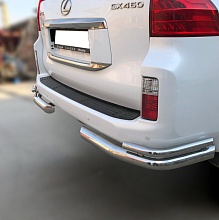 Защита заднего бампера угловая двойная d76/42 мм для Lexus GX II
