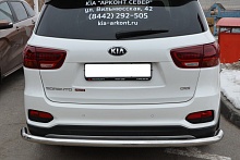 Защита заднего бампера угловая большая d60 мм для Kia Sorento III Prime Рестайлинг