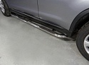 Пороги овальные гнутые с накладкой 75х42 мм для Mitsubishi ASX I Рестайлинг 3