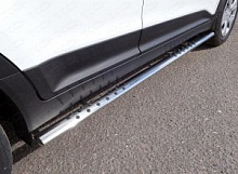 Пороги овальные с проступью 75х42 мм для Hyundai Creta I