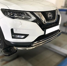 Защита переднего бампера двойная d60/42 мм для Nissan X-Trail III Рестайлинг